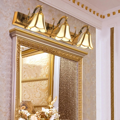 Metal Brass Vanity Lighting Blossom 1/2/3 Heads Retro Wall Sconce Light for Bathroom