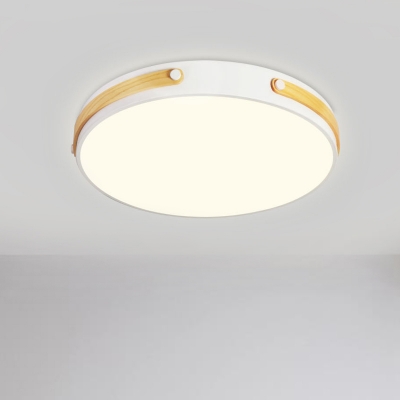 Metal Disk Ceiling Fixture Macaron Light Brown/Brown/Red Brown LED Flush Mount Light in Warm/White Light, 16.5