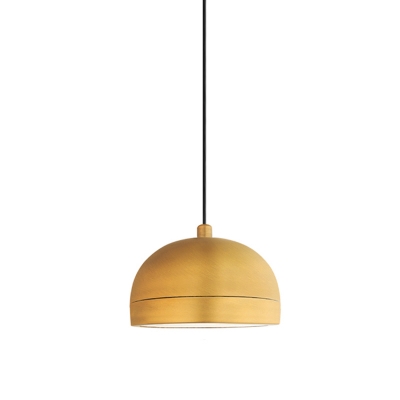 Metal Dome Hanging Lamp Kit Minimalist 1 Light Brass Down Lighting Pendant for Bedside