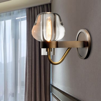 Minimalism Cone Wall Mount Lamp 1/2 Heads Clear K9 Crystal Wall Sconce in Brass with Clean-Lined Arm