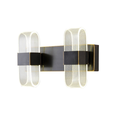 Minimalist Rectangle Wall Sconce Clear Acrylic Bedroom Wall Lighting in Black