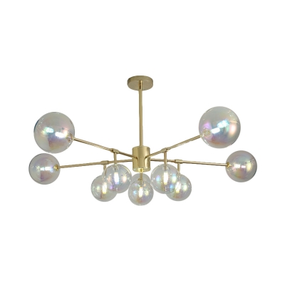 Modernist 10 Bulbs Ceiling Chandelier Gold Bubble Hanging Pendant Light with Clear Glass Shade