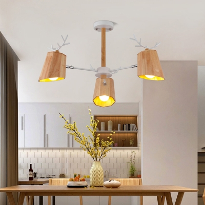 Nordic Starburst Chandelier Pendant Light Wood 3/8 Heads Dining Room Suspension Light