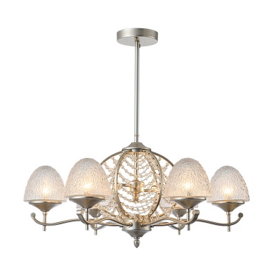 Silver Domed Chandelier Light Fixture Traditional Crystal 8/10 Lights Living Room Hanging Lamp Kit