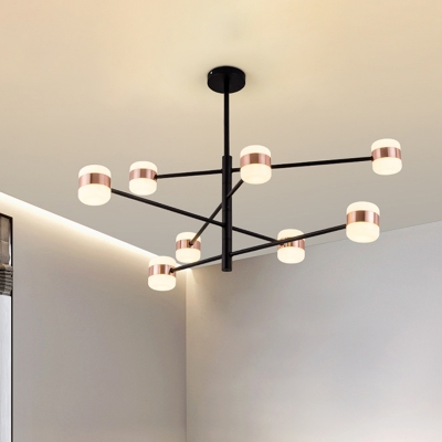 Sputnik Metal Pendant Light Fixture Modernism 4/6/8 Lights Black Hanging Lamp, Warm/White Light