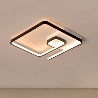 Square Acrylic Ceiling Fixture Modernism White/Black-White LED Flush Light in Warm/White Light, 16.5