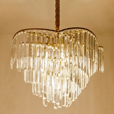 Swirl Clear Crystal Block Hanging Light Fixture Modernism 5 Heads Gold Chandelier Light