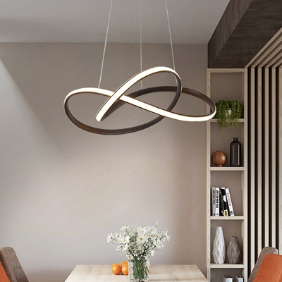 Twist Chandelier Light Fixture Modern Metal Coffee LED Ceiling Pendant Light, Warm/White Light