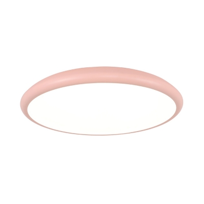 Ultra-Thin Acrylic Flush Mount Lamp Macaron Pink LED Ceiling Lighting in Warm/White Light, 15