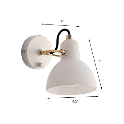 White Glass Domed Wall Lighting Modernist 1 Head Sconce Light Fixture with Swing Arm