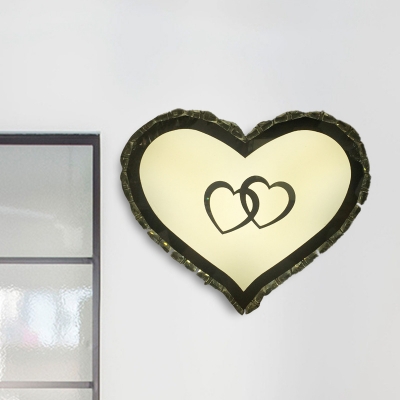 White Heart-Shaped Wall Lamp Minimal LED Beveled Crystal Wall Mounted Lighting in Warm/White Light