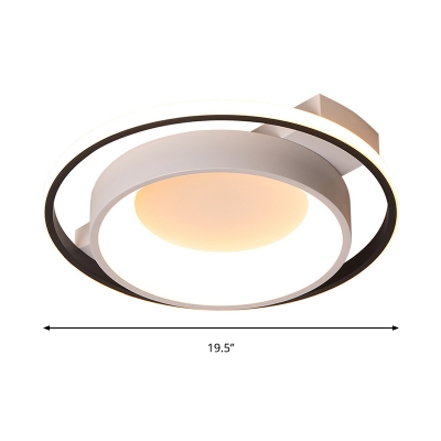White Ring Ceiling Fixture Minimalist Acrylic LED Flush Mount Fixture in Warm/White Light, 16