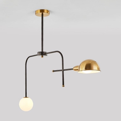 2/4 Bulbs Armed Pendant Chandelier Modernism Metal Suspended Lighting Fixture in Black-Gold