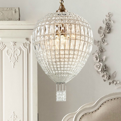 3 Lights Chandelier Light Fixture Traditional Beaded Metal Suspension Lamp in Silver for Bedroom