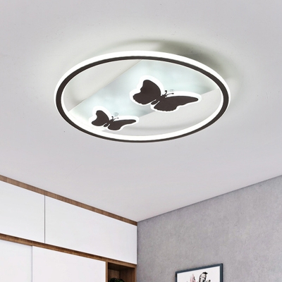 Acrylic Butterfly Flush Mount Fixture Contemporary Brown LED Ceiling Light in Remote Control Stepless Dimming/White/Warm Light, 18.5