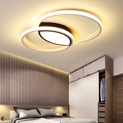 Acrylic Overlapping Flush Mount Lamp Simple Black-White LED Ceiling Lighting in Remote Control Stepless Dimming/Warm/White Light, 16