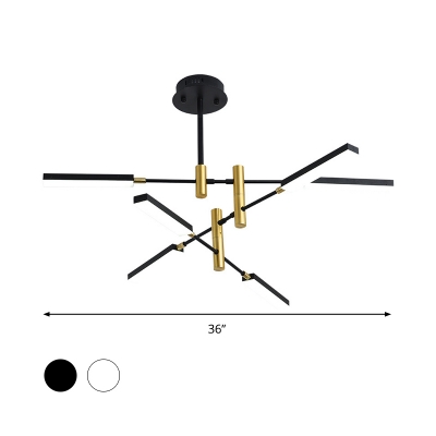 Acrylic Sputnik Pendant Chandelier Light Contemporary 4/6 Heads Black and Gold/White and Gold Suspension Light