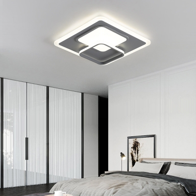 Acrylic Square Ceiling Lamp Modernism Gray LED Flush Mount Lighting in Warm/White Light, 16