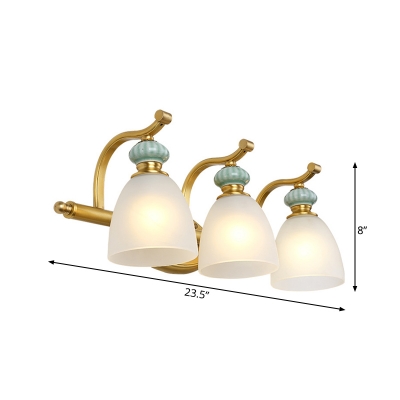 Bowl Bathroom Wall Sconce Lighting Traditional Metal 2/3 Bulbs Brass Wall Mounted Vanity Light