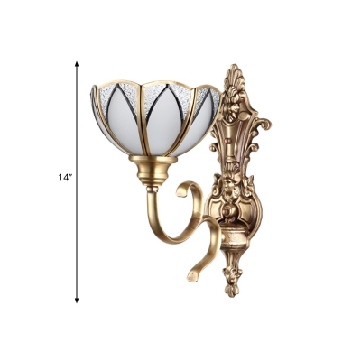 Brass 1/2-Head Wall Lighting Traditional Metal Scalloped Wall Mounted Light for Porch