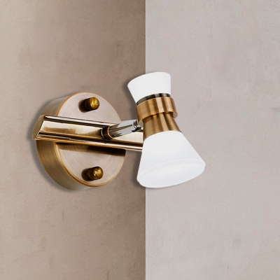 Brass Cone Vanity Lighting Fixture Traditional Metal 1/2/3-Bulb LED Bathroom Wall Mounted Lamp in Warm/White Light