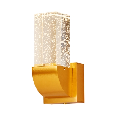 Brown/Gold Rectangle Wall Light Simple Bubble Crystal Living Room LED Wall Sconce Lighting