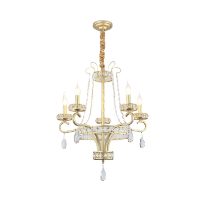 Candelabra Crystal Drop Chandelier Lighting Postmodern 5/8 Heads Gold Hanging Lamp Kit