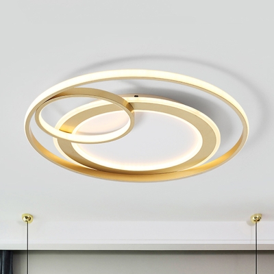 Circular Ceiling Lamp Modernism Acrylic Gold/Black LED Flush Light in Remote Control Stepless Dimming/Warm/White Light, 18