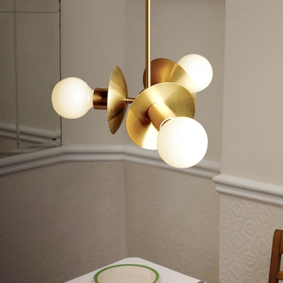 Circular Chandelier Lighting Contemporary Metal 3 Heads Gold Pendant Light Fixture