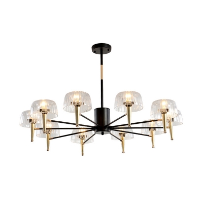 Clear Glass Tapered Chandelier Light Contemporary Style 6/8/10 Lights Gold Finish Hanging Ceiling Light