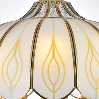 Colonial Scalloped Chandelier Lighting Fixture 4/5 Heads White Glass Pendant Ceiling Light for Restaurant