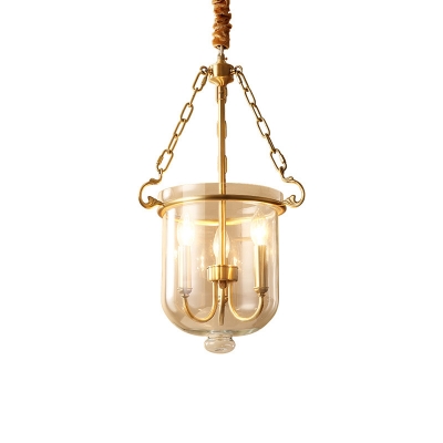Colonialism Candle Hanging Pendant 3 Heads Clear Glass Chandelier Lighting Fixture for Kitchen