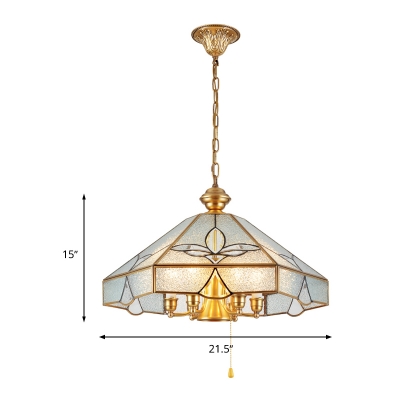 Conical Bedroom Ceiling Chandelier Colonial Clear Bubble Glass 7 Heads Hanging Light Fixture