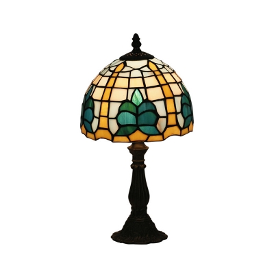 Dome Task Light 1 Head Multicolored Stained Glass Tiffany Standing Lamp in Blue for Bedroom