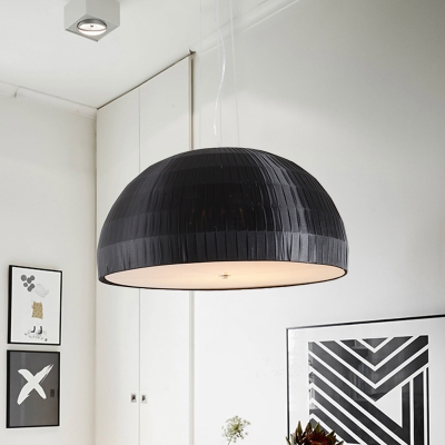 Domed Chandelier Light Fixture Contemporary Fabric 4 Lights Bedroom Pendant Lighting in Black