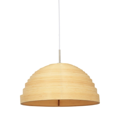 Domed Shaped Pendant Lamp Modern Bamboo 1 Light Dining Room Ceiling Light in Beige