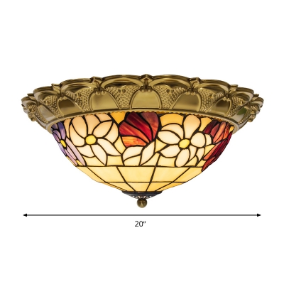 Flower Stained Glass Flush Mount Lamp Tiffany Style 15