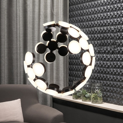Geometric Chandelier Pendant Light Modern Style LED Black Ceiling Lamp for Living Room