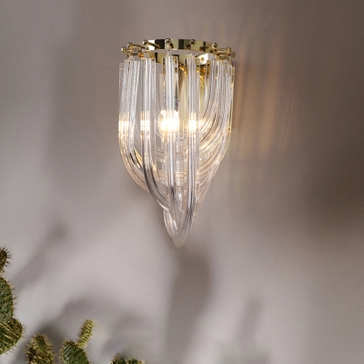 Geometric Clear Glass Sconce Light Modernism 1 Bulb Wall Lighting Fixture for Living Room