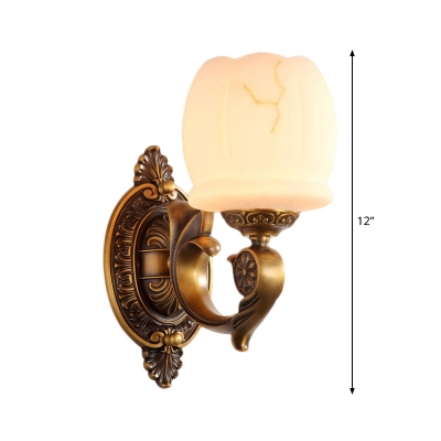 Global Shade Hallway Wall Lighting Vintage Stylish Opal Glass 1/2-Light Gold Finish Sconce Lamp
