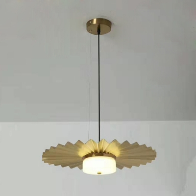 Metal Round Down Lighting Modernism 1 Bulb Ceiling Hanging Light in Black/Gold for Bedroom