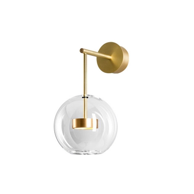 Minimalist Global Wall Lamp Kit Clear Glass 1 Light Golden Sconce Lighting Fixture