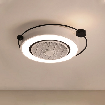 Modern Drum Acrylic Ceiling Light Fixture LED Flush Mount Light in White for Bedroom