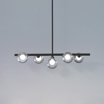Modernist 5 Bulbs Island Light Black Global Ceiling Pendant Light with Clear Glass Shade