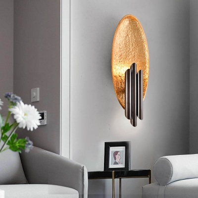 Resin Oval Wall Lighting with Metal Tube Shade Nordic Style 2 Lights Wall Sconce Light