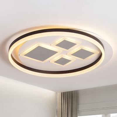 Ring Flush Ceiling Light Modern Acrylic LED Coffee Flush Mount Lighting for Dining Room
