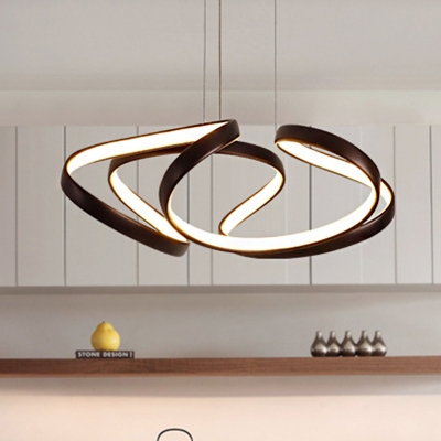 Seamless Curves Hanging Chandelier Minimalist Metal Single Pendant Light with Silica Gel Shade