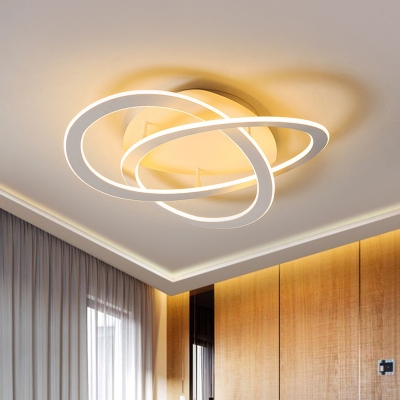 Spiral Acrylic Ceiling Lamp Modern White/Gold LED Semi Flush Mount Light Fixture in Warm/White Light, 21.5