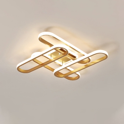 Traverse Ceiling Light Postmodern Acrylic Gold LED Semi Flush Mount Lighting in Warm/White Light