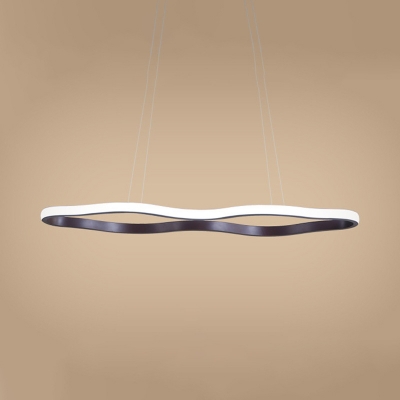 Wave Acrylic Ceiling Pendant Light Simple Style Coffee LED Chandelier Light Fixture in Warm/White Light, 25.5